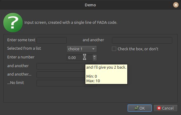 Inputs dialog