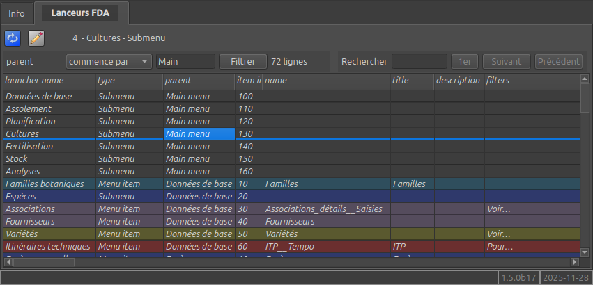 Liste des lanceurs