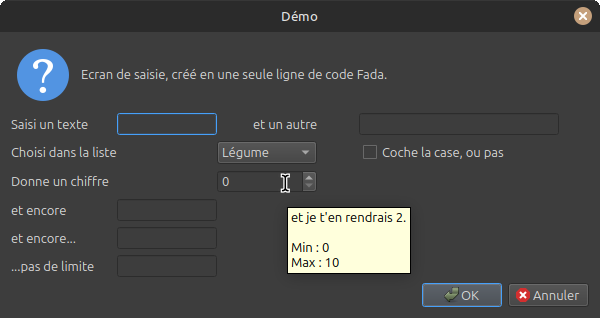 Ecran de saisies 