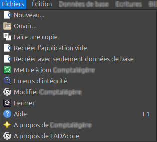 Menu Fichiers