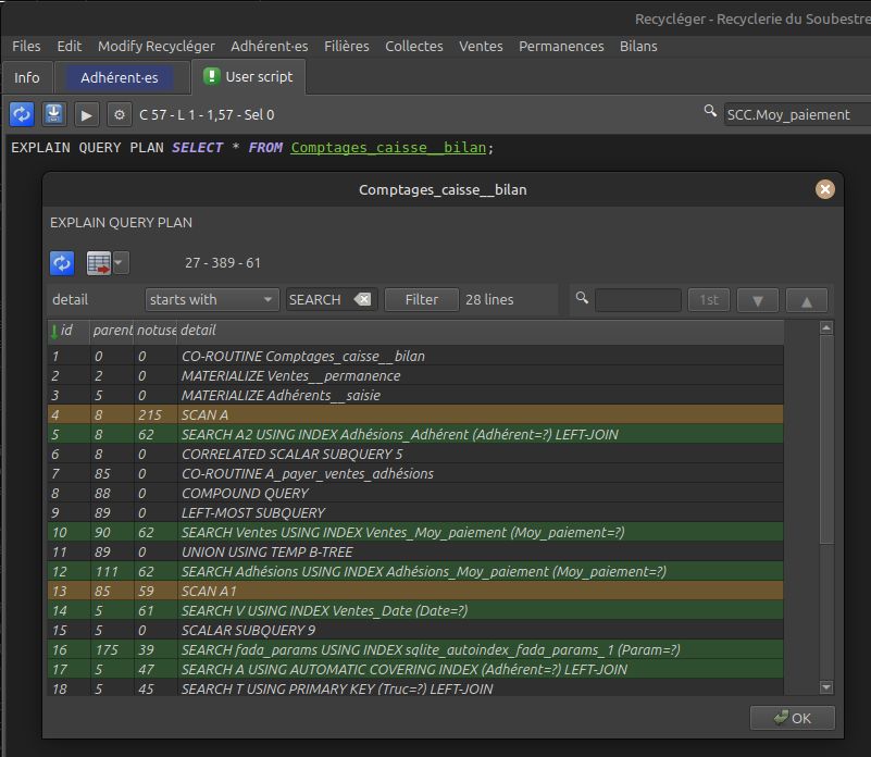 EXPLAIN QUERY PLAN in FADAcore